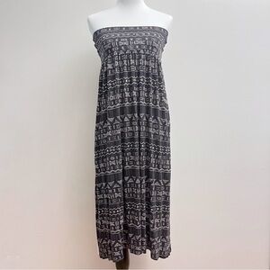 Billabong Gray Tribal Print Convertible Strapless Midi Dress / Maxi Skirt